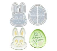 Resin Tray Molds - Juego de 2 piezas de silicona Easter Ornament Mold | Rabbit & Egg Shaped Epoxy Craft Tray for Holiday, Wedding Party, Mesa, Room, and Home Decor