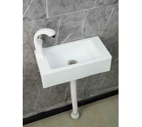 Resin Wall Sink, Lavabo de Pared with Drain Kit, Small Size Bathroom Sink para Guest Toilet, Laundry Room Garage 40x20x11 cm/15.7x7.9x4.3 inch White A - Grifos de Agua Fría