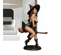 Resin Witch Figurine For Fireplace Mantle Bookshelf And Table Display