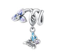 Resina brillante Orquídea Vid Borla Mariposa Charm, Charm para pulsera, Compatible con Pandora Bracelet Neckalce