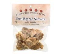 Resina de goma de benjuí (benzoína), resina de incienso pura para incienso, meditación y aromaterapia, intensamente cálida, vainilla, natural, ideal para ahumar y como resina aromática (25 g)