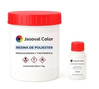 Resina de Poliéster 1 kg, Kit Resina Poliéster para Fibra de Vidrio con Catalizador, Reparación para Piscinas, Barcos, Carrocerías y Piezas de Fibra de Vidrio