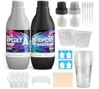 Resina Epoxi, Kit de Resina Epoxi 3,78 L (1 Galón) para Moldeo, Fabricación de Joyas, Recubrimiento de Madera, Manualidades DIY | Transparente como Cristal, con Puerto de Desviación y Herramientas Ese