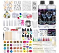 Resina Epoxi Manualidades Kit para Hacer llaveros,Kit de Resina Epoxi,Kit Resinas Epoxis Transparente,con Moldes de Silicona, Resinas y el Endurecedor, Pigmentos, Pan de Oro, Lentejuelas(2)