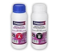 Resina Epoxi para Estratificados y Reparaciones Nazza (A+B) - Usable como Resina Epoxi para Madera, para Fibra de Vidrio O Carbono, por su Elevada Viscosidad, Adhesión y Resistencia Química - 880 gr