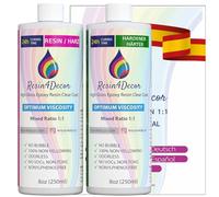 Resina Epoxi Transparente RESIN4DECOR 1:1 Para Manualidades Artesanía Fabricación de Joyas Moldes No es Amarillento No es Tóxico Acabado de Alto Brillo de Curado de 24 horas Inodoro - 500ml