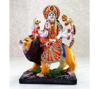 Resina Esplanade Maa Durga Mata Rani Sherawali Murti Escultura de la estatua de dolo (8 x 11.5 pulgadas)