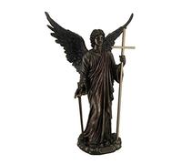 Resina estatuas Zadkiel Arcángel de libertad y Merced de pie de Cruz Personal y espada 9,5 x 13,5 x 5,5 cm bronce modelo # wu76993 a4