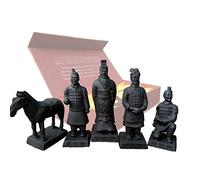 Resina Mini Terracotta Warriors (Juego de 5) Caja de regalo, China Qin Dynasty Terra Cotta Warriors Escultura Resina Escultura Pantalla de inicio Bonsai Tabla Pantalla Caja de regalo, 9 cm de altura