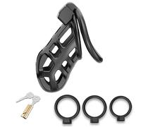 Resina Nera Sport E Fitness Gabbia Protettiva, Protettore Birdcage Professionale, Indossare Senza Cadere, Fibbie Multiple, 3 Accessori di Dimensioni Intercambiabili, 1 Chiave-K7