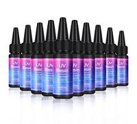 Resina UV 10x30ml Dura Transparente Curado Rápido Ultravioleta Pegamento UV Curado Solar Resina Activada por Luz Solar para Hacer Manualidades Joyas Joyería DIY, Kit de Resina UV