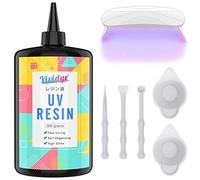 Resina UV con Lámpara - 300g Resina Epoxi de Curado Ultravioleta Duro Cristal Transparente para Fabricación de Joyas de Bricolaje - Pegamento para Decoración Artesanal DIY, Fundición