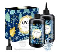 Resina UV dura cristalina, fórmula mejorada, resina de curado rápido UV, fabricación de joyas, decoración de manualidades, pegamento transparente duro, curación solar, resina activa de sol (1000 g)