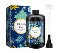 Resina UV dura transparente fórmula mejorada ultravioleta de curado rápido para hacer joyas, decoración de manualidades, pegamento transparente duro y solar, resina activada por luz solar (500 g)