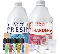 ResinaEpoxi Kit de 1 Galón con Pigmento y Brillo, Transparente Como el Cristal, Sin Burbujas, Curado Rápido, Mezcla Fácil para Mesa de Río, Suelo, Moldeado DIY