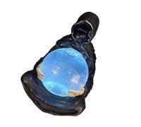 Resinas de Halloween Estatua de Dios de la Muerte con luz LED que ilumina bola de cristal y murciélagos flotantes, globos de movimiento líquido, decoración de fiesta de Halloween, resinas artísticas