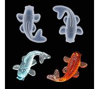 ResinPro 2 moldes de resina de silicona de pez koi, carpa japonesa, cola de pez dorado, molde epoxi para hacer colgantes de bricolaje