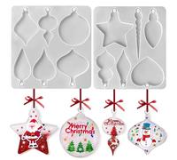 RESINWORLD Moldes de adorno de Navidad para resina, moldes de silicona para bolas, molde de resina de adorno redondo de bombilla de estrella