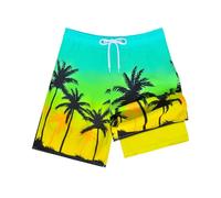 Resiprolty BañAdor NiñO con Forro, BañAdor para NiñOs De Secado RáPido Pantalones Cortos 2 En 1 De CompresióN, con CordóN Ajustable,Altura Recomendada:134-176 Cm (Verde 14-16 años)