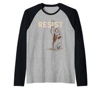 Resist Oso Pala Activismo Político Camiseta Manga Raglan