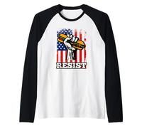 Resist Sandwich Activism USA Flag Protest Fist Humor Camiseta Manga Raglan