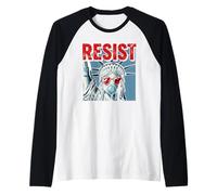 Resist Statue Liberty Bubblegum Protest Equality Camiseta Manga Raglan