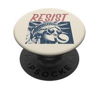 Resist Statue Liberty Bubblegum Protesta Igualdad Hombres Mujeres PopSockets PopGrip Adhesivo