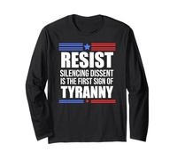 Resist Tyranny No King Pro Democracy Dies Silence I Dissent Manga Larga
