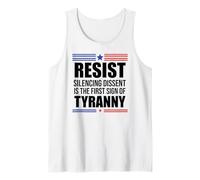 Resist Tyranny Pro Democracy Dies in Silence Dissent No King Camiseta sin Mangas