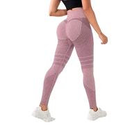 Resistance Band Leggings for Women, High Waisted Butt Lifting Resistance Leggings Seamless Tummy for Workout (Pink,S)