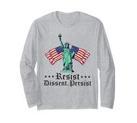 Resiste la disidencia persiste mujeres feministas bandera americana Liberty Manga Larga