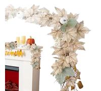 Resistencia A Prueba De Clima Hojas De Otoño Garland | 1.7m Guirnaldas De Calabaza De Halloween Con Bayas | Decoración De La Fiesta De Acción De Gracias Para La Oficina Del Jardín Del Festival De Coci