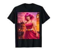 Resistencia Amelia en un Vestido Rosa con Paisaje Urbano de Londres Camiseta