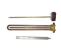 Resistencia tipo cointra 1u recta + vaina en cobre - L.280mm - rosca 1 1/4´´ - 1200w 230v + anodo magnesio 16x200 M6 + termostato enchufable 280mm