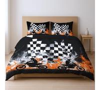 Resistente a la decoloración Protege contra la contracción Suave uego de Cama, Negro Motocicleta Carrera 135 * 200cm Adecuado para Dormitorio