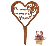 Resistente a la intemperie, con forma de corazón, metal, acero, óxido, decoración de luto, decoración para tumba, resistente a la intemperie, cementerio personal, decoración para recuerdos, tristeza