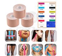 Resistente al agua para kinesiología cinta, músculo sin cortar transpirable apoyo adhesivo, deportes Wrap para fascitis plantar para rodilla codo muñeca espalda deporte y Bulk tamaño 5 cm * 5 m