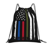 Resistente Mochila Infantil Rqwaaed Policía, ejército y Bomberos Bandera Estadounidense con línea Delgada Unisex Mochila Deportiva 36x42cm para Escuela,Guardería