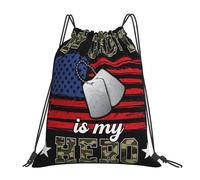 Resistente Mochila Plegable Mi papá es mi héroe Placas de identificación Militares Unisex Bolsa de Cuerda Ajustable 36x42cm para Gimnasio,Actividades Deportivas