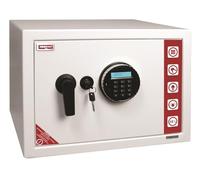 RESKAL - Caja de seguridad 38,5L, código electrónico, llave de emergencia y alarma - 2 varillas de 20 mm, iluminación interior, acero monobloque - resistencia a la corrosión, pantalla LCD -