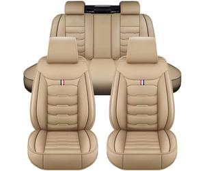RESKIU Fundas de Asiento de Coche para Renault Captur (2015-2020), Fundas para Asientos Delanteros y Traseros Impermeable Interior Juegos Cubreasientos Accesorios, D-Beige