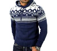 Reslad - Jersey noruego de invierno con capucha de punto para hombre, RS-3013, azul, L