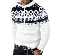 Reslad - Jersey noruego de invierno con capucha de punto para hombre, RS-3013, Blanco., XXXL
