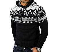 Reslad - Jersey noruego de invierno con capucha de punto para hombre, RS-3013, Negro, L