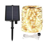 RESNICE Cadena de luces solares para exteriores, 200FT, 600 LED, alambre de cobre, impermeable, 8 modos para jardín, patio, porche, árbol, boda, decoración de fiesta (blanco cálido)