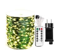 RESNICE Luces de hadas exteriores extra largas, impermeables, 120m 1200 LED, cadena de alambre verde con control remoto, blanco cálido para árbol de Navidad, patio, jardín y bodas