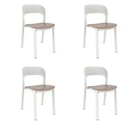 resol GARBAR ONA Set 4 Silla Interior, Exterior | jardín, terraza, balcón, Salon, Cocina, Comedor | diseño, Ligero, apilable | Blanco - Arena