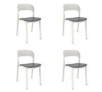 resol GARBAR ONA Set 4 Silla Interior, Exterior | jardín, terraza, balcón, Salon, Cocina, Comedor | diseño, Ligero, apilable | Blanco - Gris Oscuro