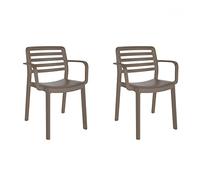 resol grupo GARBAR Wind Set 2 Silla con Brazos Interior, Exterior | jardín, terraza, balcón, Salon, Cocina, Comedor | diseño, Ligero, apilable | Chocolate