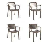resol grupo GARBAR Wind Set 4 Silla con Brazos Interior, Exterior | jardín, terraza, balcón, Salon, Cocina, Comedor | diseño, Ligero, apilable | Chocolate